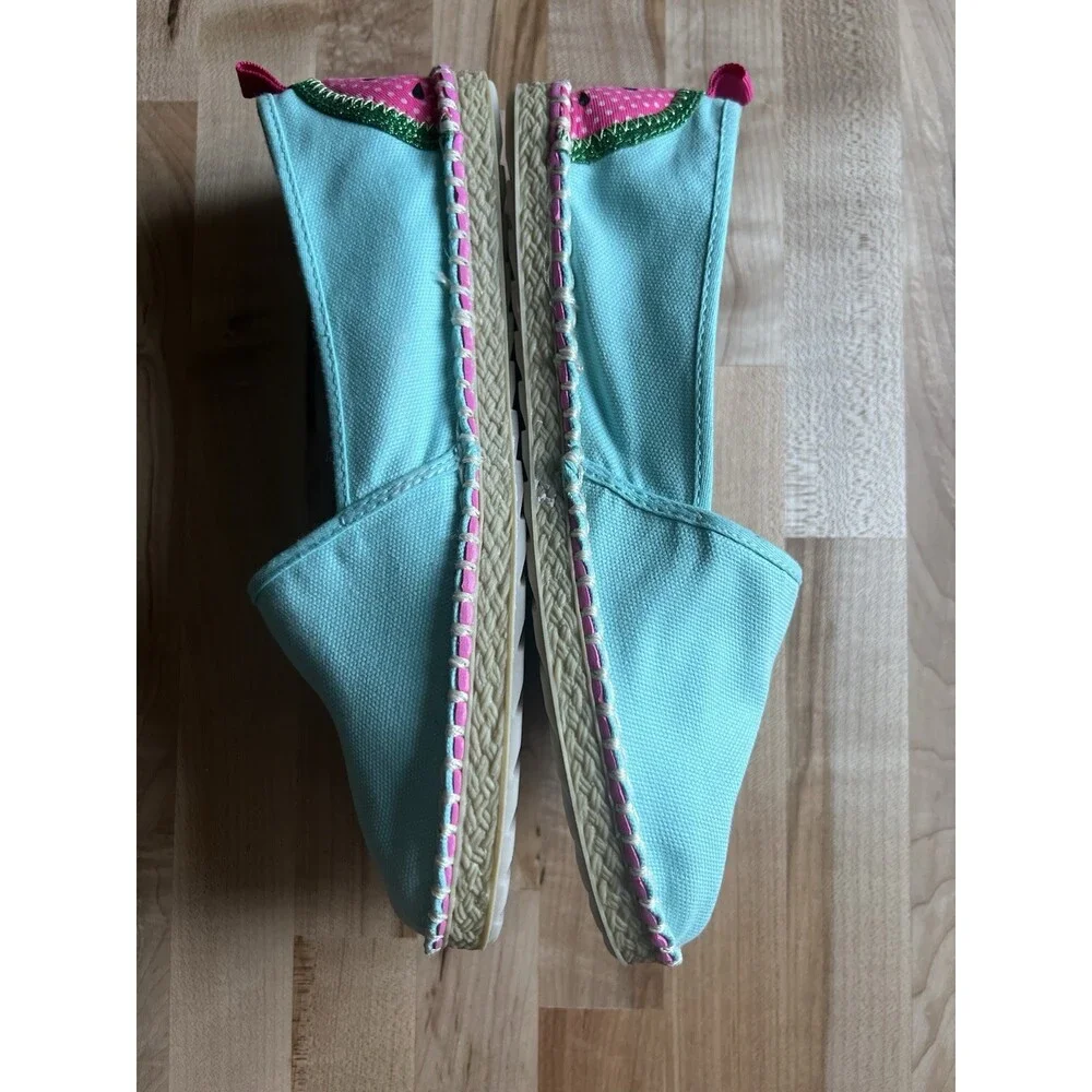 Sperry X Vineyard Vines Espadrille Flats Aqua Watermelon Girl's 5.5, Women's 7